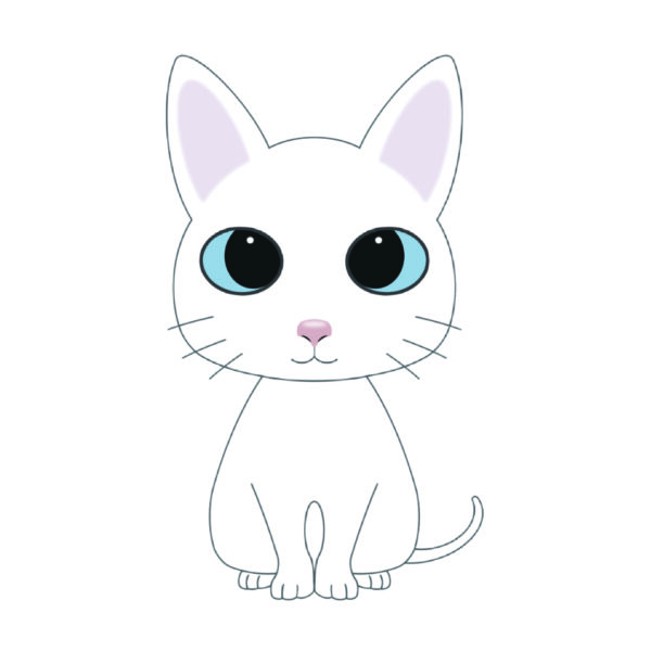 猫 イラスト ステッカー 白猫 シロネコ