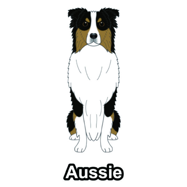 犬 イラスト ステッカー オーストラリアンシェパード オゥシー ブラックトライ
