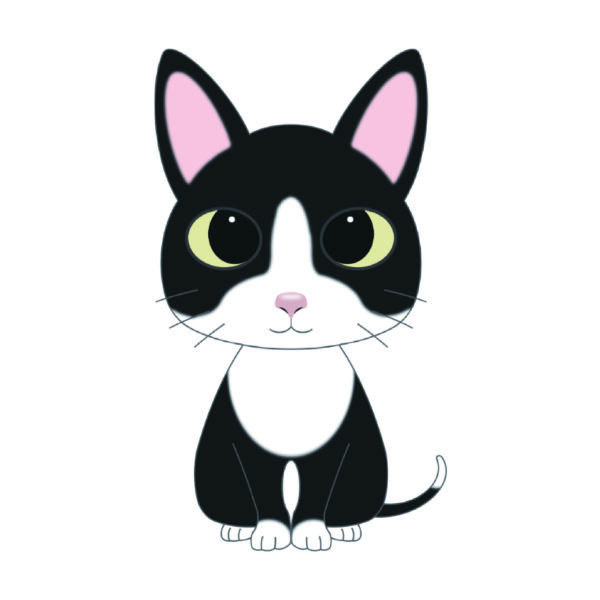 猫 イラスト ステッカー 黒白猫 クロシロネコ